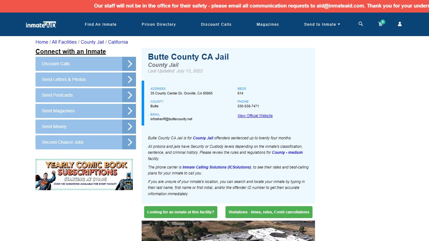 Butte County CA Jail - Inmate Locator - Oroville, CA